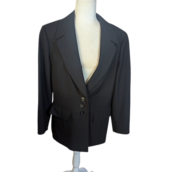 Classiques Entier Elegant Classic Career Black Wool Blazer Sz 14 - Picture 9 of 10